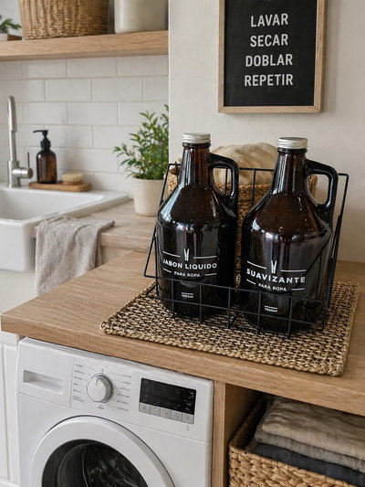 Set de Botellones + canasta negra