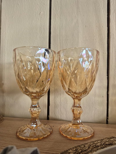 Copa Rombos ámbar Set x6