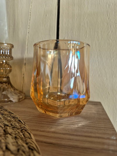 Vaso hexagonal ámbar Set x6