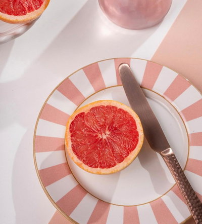 Plato Postre Stripe Rosa