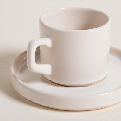 Set de Taza y Plato Net Crema