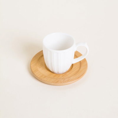 Set de Taza y Plato de Porcelana y Bambu