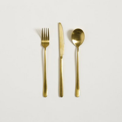Set de Cubiertos x3 Dorado Mate