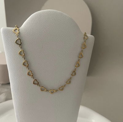 Collar Acero Dorado Corazones