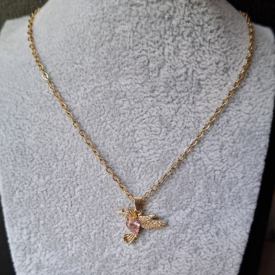 ✨COLLAR COLIBRI✨ PIEDRA ROSA