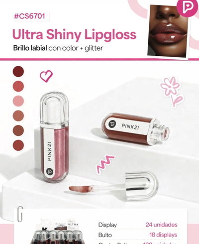 Brillo labial con color +glitter 