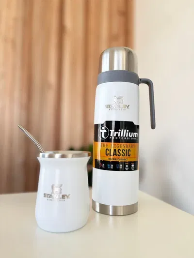 Termo Imitación Stanley + Mate y Bombilla de Regalo - Blanco