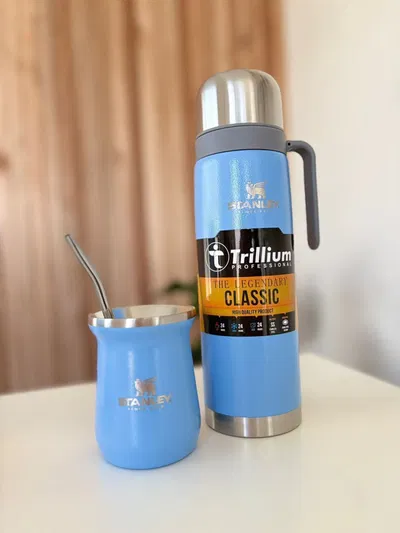 Termo Imitación Stanley + Mate y Bombilla de Regalo - Celeste