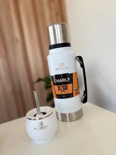 Termo Imitación Stanley + Mate y Bombilla de Regalo - Blanco