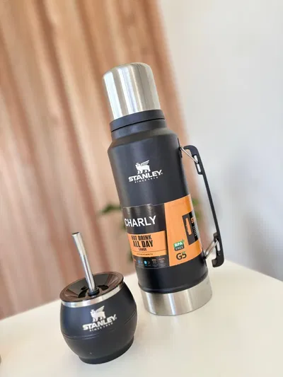 Termo Imitación Stanley + Mate y Bombilla de Regalo - Negro