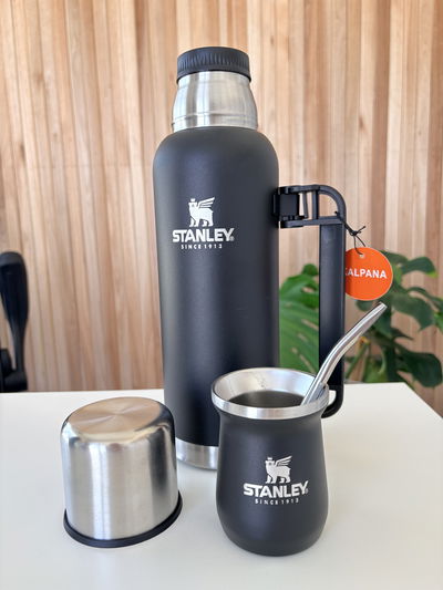 Termo Imitación Stanley 1L + Mate y Bombilla de Regalo - Negro