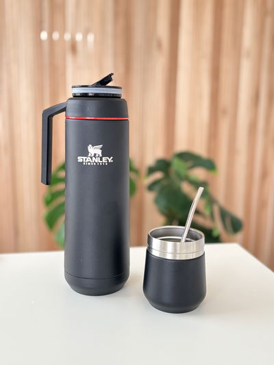 Termo imitación Stanley - Mate tapa y bombilla de regalo negro