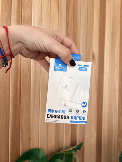 Adaptador 220V USB-A QC3.0 + USB-C 55W Legatus
