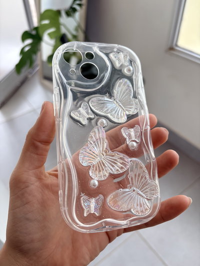Funda Mariposas brillos - Iph 15
