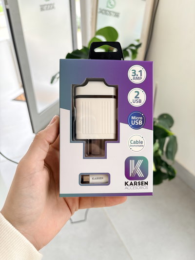 Cargador - Adaptador USB doble + Cable Micro USB