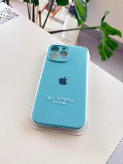 Silicone Case Iphone 16 PRO MAX - Celeste agua