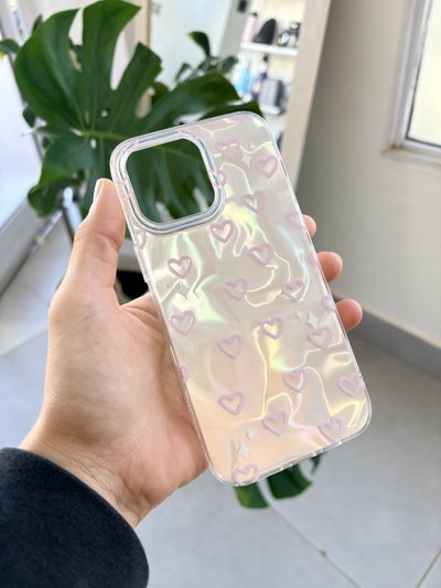 Funda Holografica corazones - Iph 14 PRO MAX