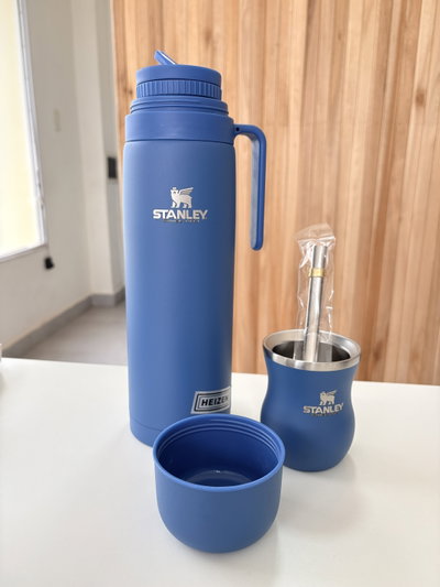 Termo pico 1L + Mate y bombilla - Azul
