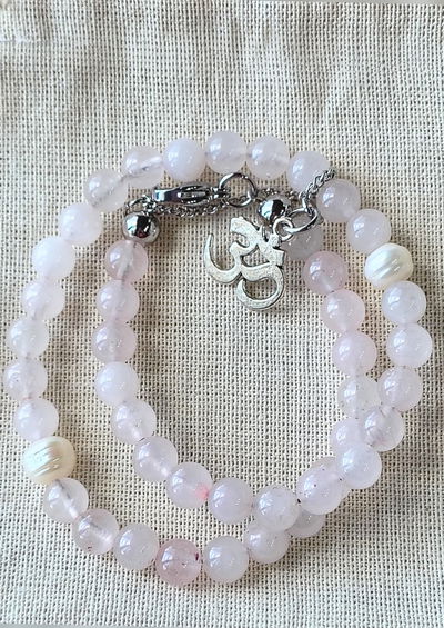 Japamala Bruma (Cuarzo Rosa y Perla de Rio)