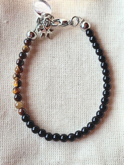 Pulsera. Tierra (Ojo de Tigre y Obsidiana)