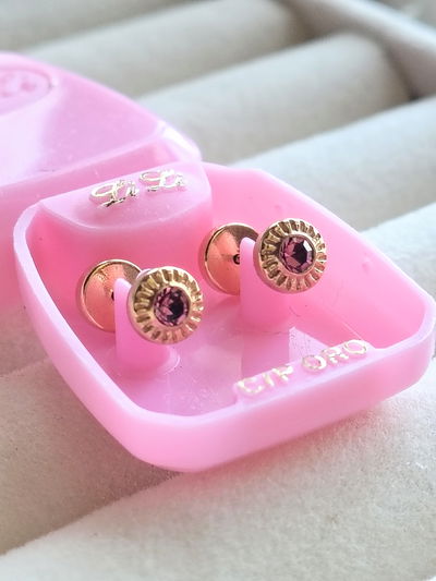 Abridor Li Li. Modelo 208. Piedra Engarzada G. Línea Laminado con Perno de Oro