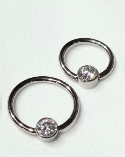 BCR. Captive Bead Cristal Zircon Blanco. 8mm - 10mm