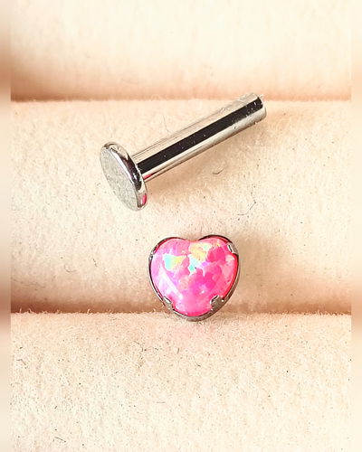 Labret y TOP Corazón Ópalo Rosa. Grosor 1.6mm