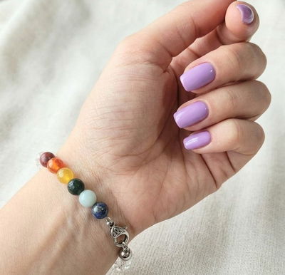 Pulsera. Cuarzos Chakras de 6mm