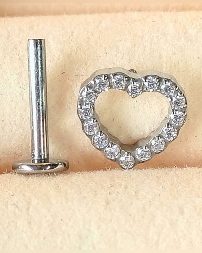 Labret + TOP Heart Zircon. Grosor. 1.2mm