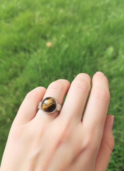 Anillo Regulable. Acero Quirúrgico. Ojo de Tigre