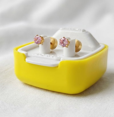 Abridor DIMAR. Acero Dorado. Cubic Rosa 3mm