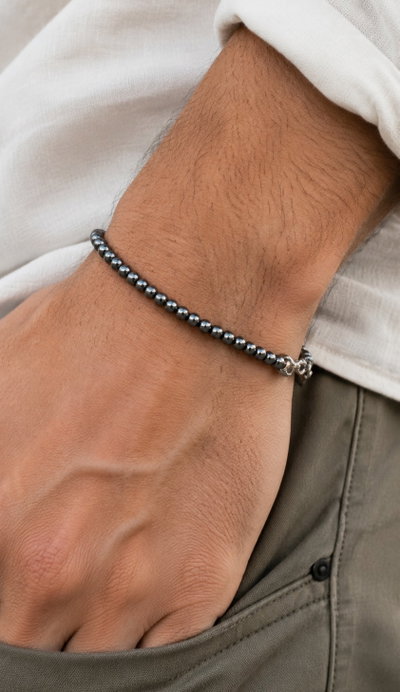 Pulsera Hombre. Hematite. 4mm