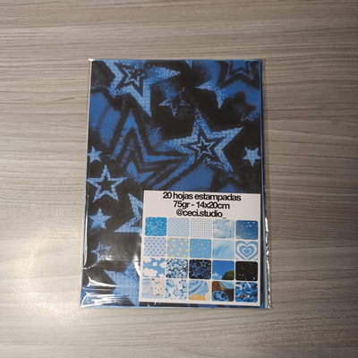 Hojitas Estampadas para Recortar - Celeste
