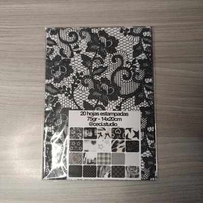 Hojitas Estampadas para Recortar - Blanco y Negro