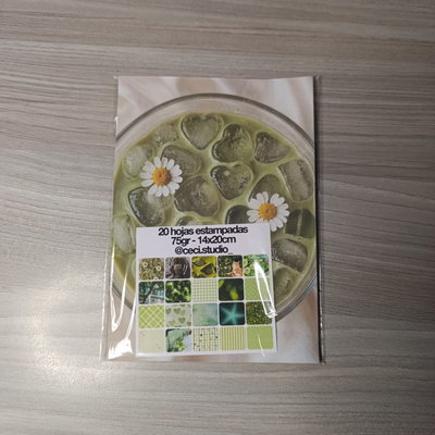 Hojitas Estampadas para Recortar - Verde