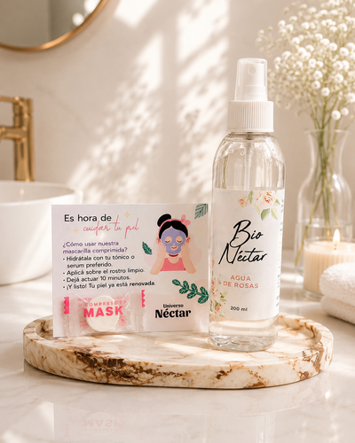 Kit mascarilla comprimida + agua de rosas