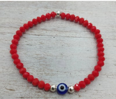 Pulsera Ojo Turco Cristales Rojos