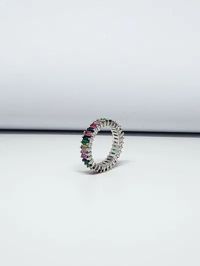 Anillo de Plata Multicolor Piedra Baguette