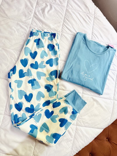 Pijama Corazón Celeste