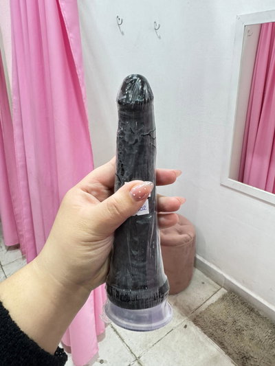 Consolador Negro Con Sopapa 19x3,5cm 