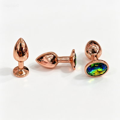Plug Anal Rosa Metalico Joya Small Dilatador Hipoalergénico