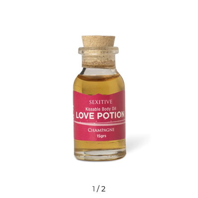 MINI Aceite Comestible Love Potion Champagne y Frambuesa - 15grs
