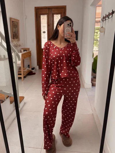 Pijama Modal Corazón rojo
