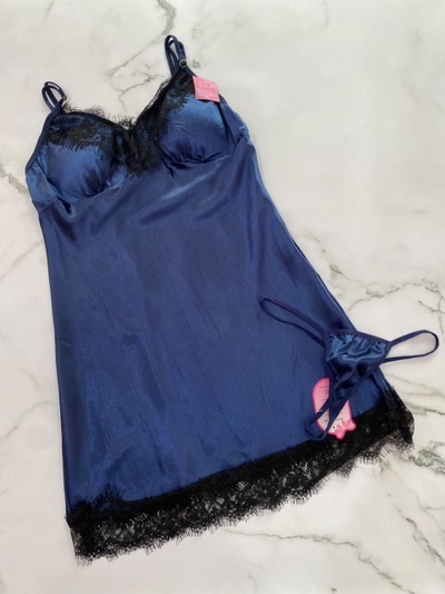 Pijama Camisolin Satén Azul