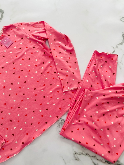 Pijama Modal Corazón Fucsia 