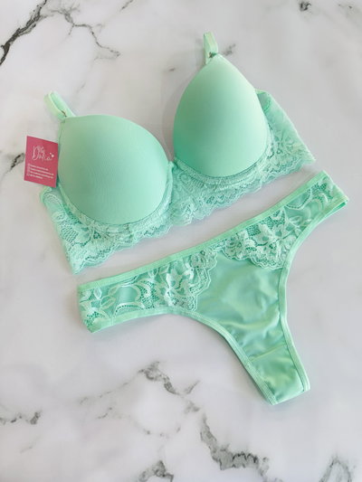 Conjunto Irina Microfibra Verde Agua