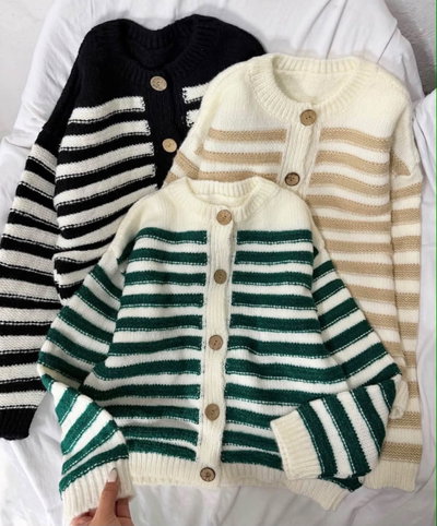 CARDIGAN RAYADO FRIZ