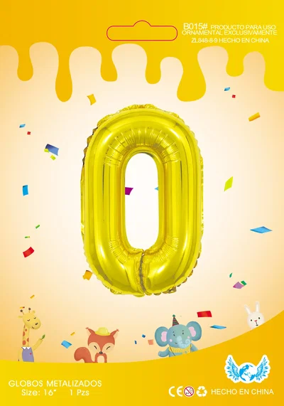 Globo de Numero 40 Cm Dorado o Plateado