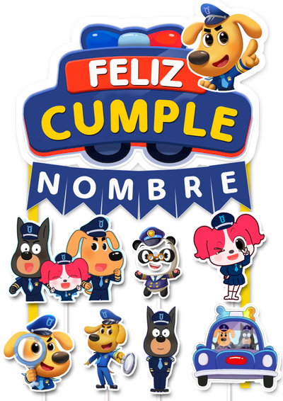 Cake Topper con Mini Banderin y Apliques