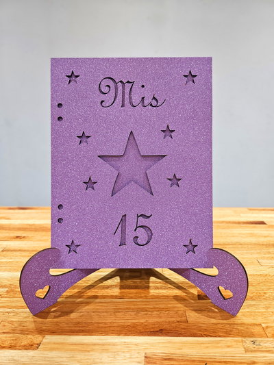 Album De Firmas 15 Años Glitter Con Pie Atril